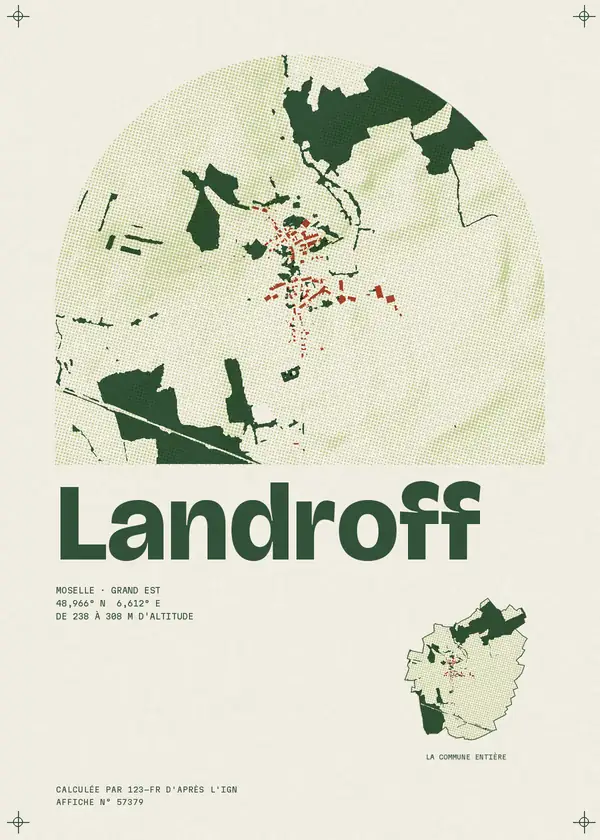 Affiche de Landroff, calculée par 123-fr d'après l'IGN