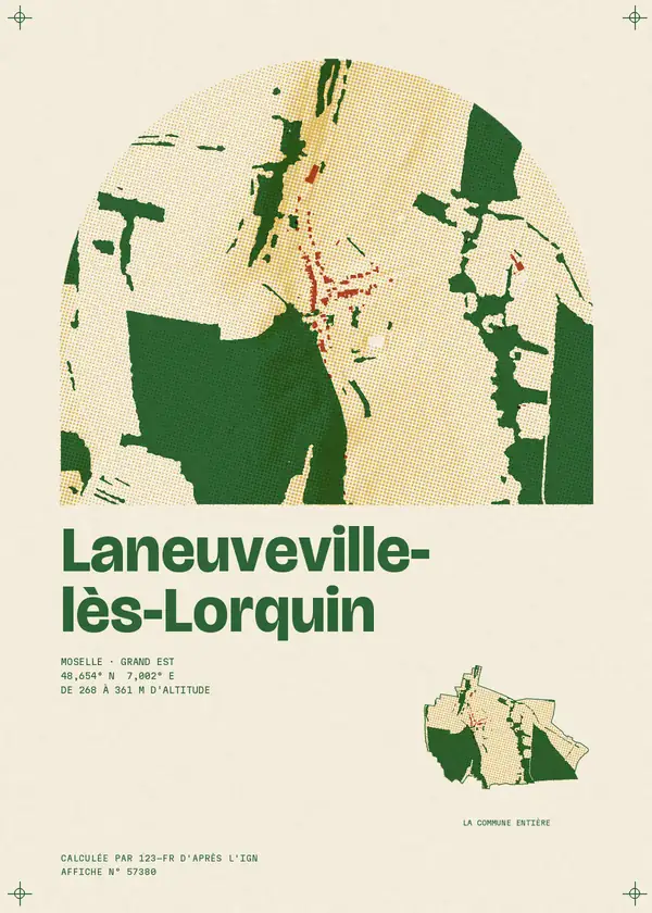 Affiche de Laneuveville-lès-Lorquin, calculée par 123-fr d'après l'IGN