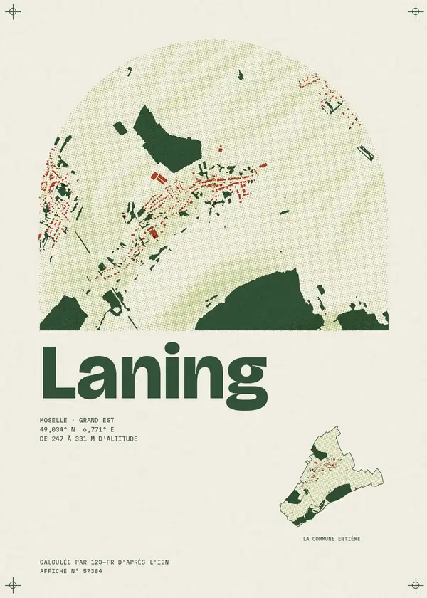Affiche de Laning, calculée par 123-fr d'après l'IGN
