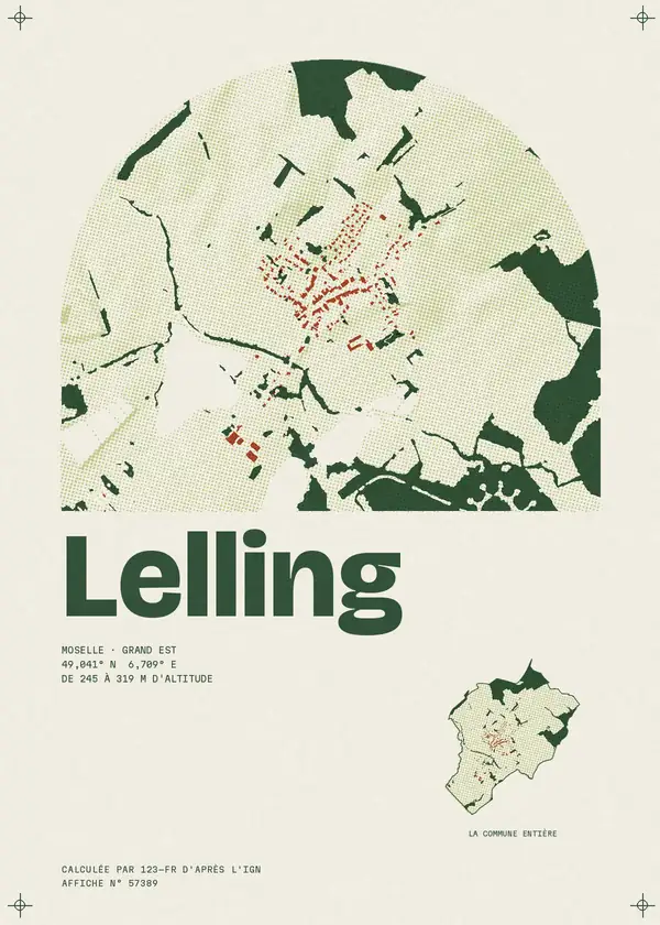 Affiche de Lelling, calculée par 123-fr d'après l'IGN