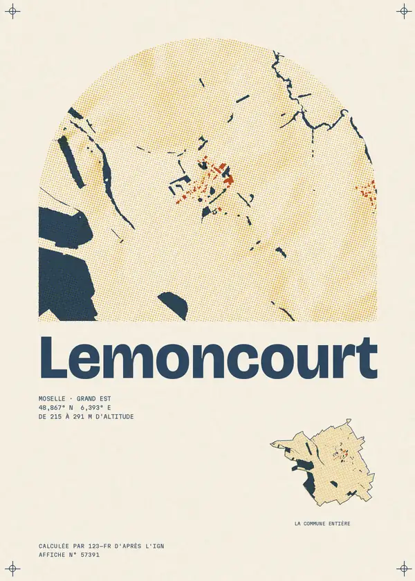 Affiche de Lemoncourt, calculée par 123-fr d'après l'IGN