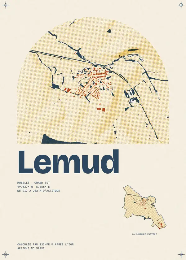 Affiche de Lemud, calculée par 123-fr d'après l'IGN