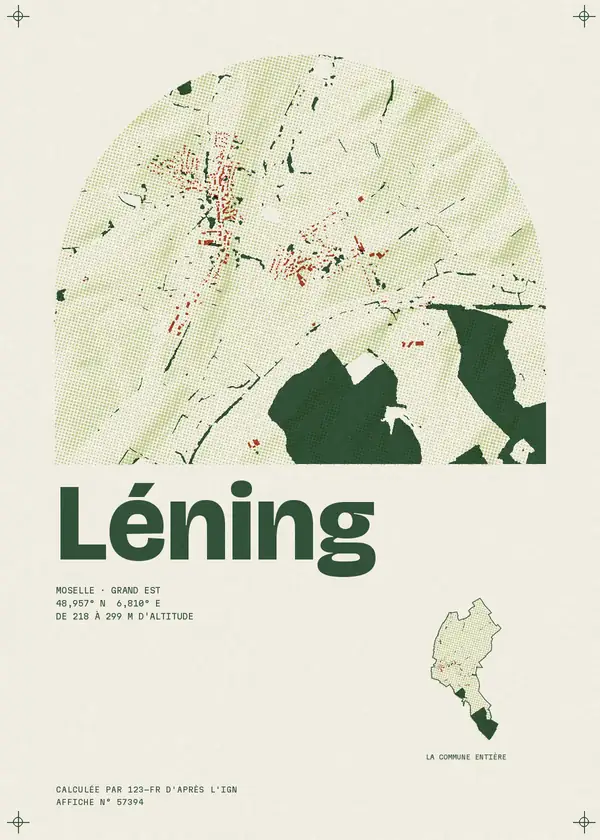 Affiche de Léning, calculée par 123-fr d'après l'IGN