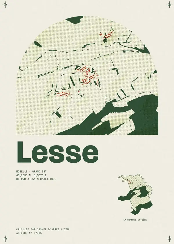 Affiche de Lesse, calculée par 123-fr d'après l'IGN