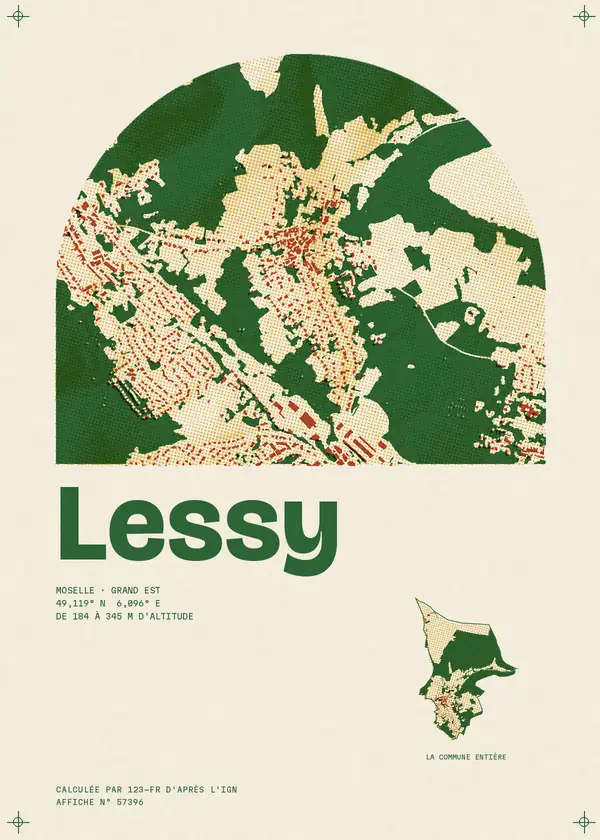 Affiche de Lessy, calculée par 123-fr d'après l'IGN