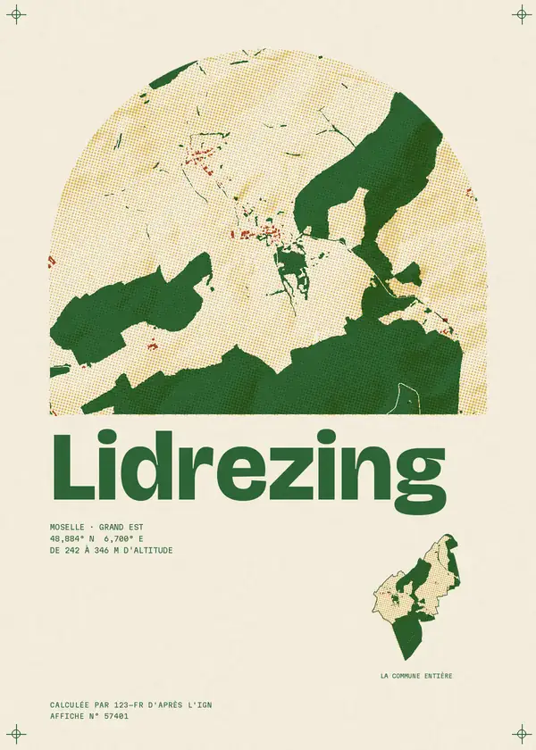 Affiche de Lidrezing, calculée par 123-fr d'après l'IGN