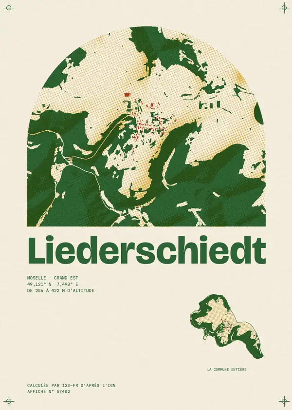 Affiche de Liederschiedt, calculée par 123-fr d'après l'IGN