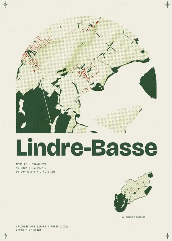 Affiche de Lindre-Basse, calculée par 123-fr d'après l'IGN