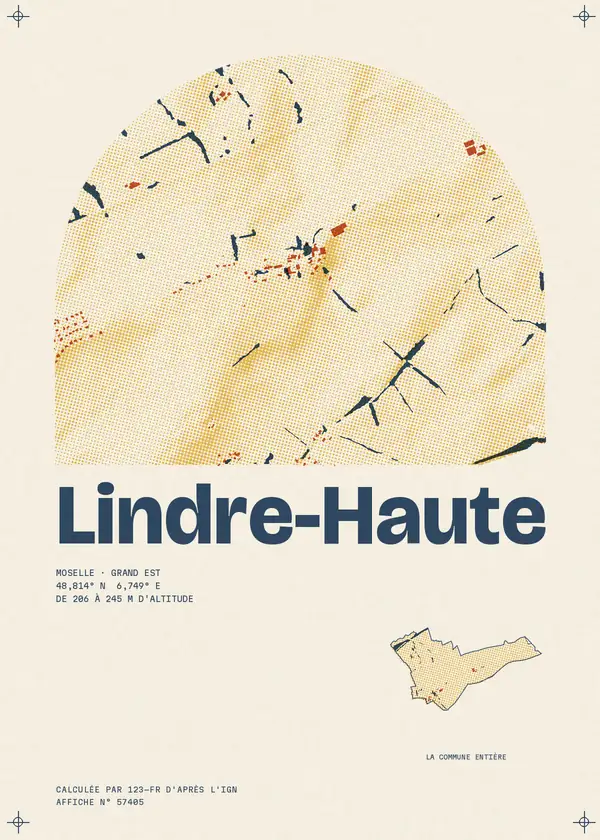 Affiche de Lindre-Haute, calculée par 123-fr d'après l'IGN