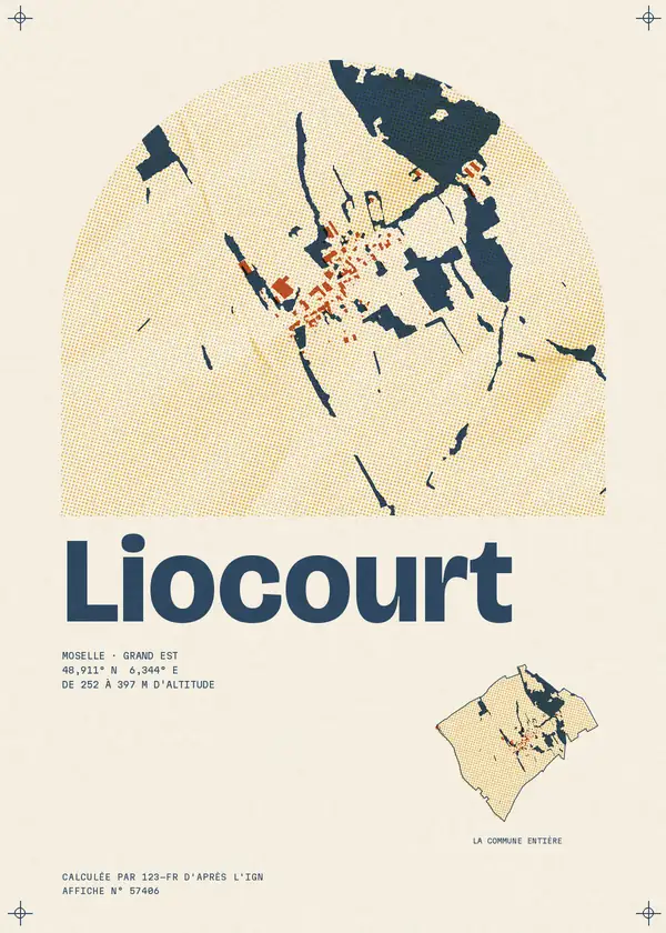 Affiche de Liocourt, calculée par 123-fr d'après l'IGN