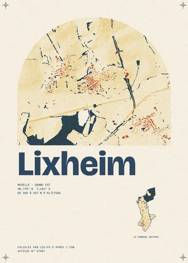 Affiche de Lixheim, calculée par 123-fr d'après l'IGN