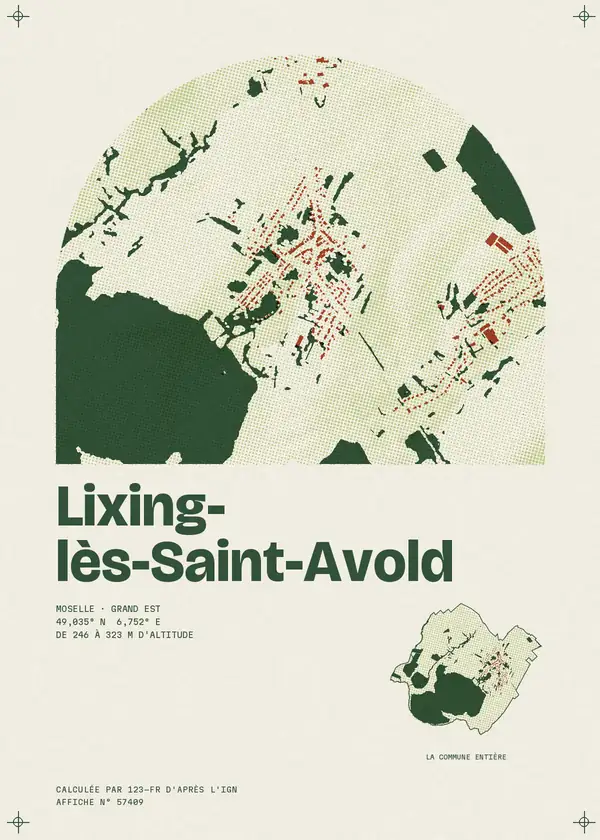 Affiche de Lixing-lès-Saint-Avold, calculée par 123-fr d'après l'IGN