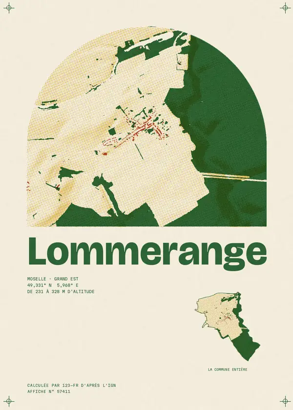 Affiche de Lommerange, calculée par 123-fr d'après l'IGN