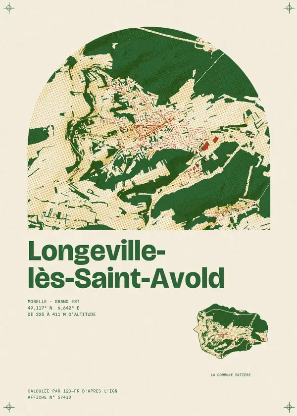 Affiche de Longeville-lès-Saint-Avold, calculée par 123-fr d'après l'IGN