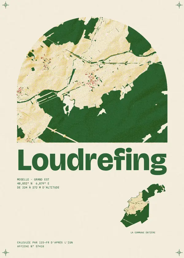 Affiche de Loudrefing, calculée par 123-fr d'après l'IGN