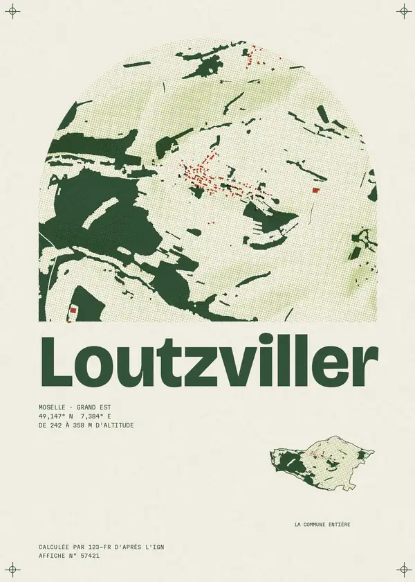 Affiche de Loutzviller, calculée par 123-fr d'après l'IGN