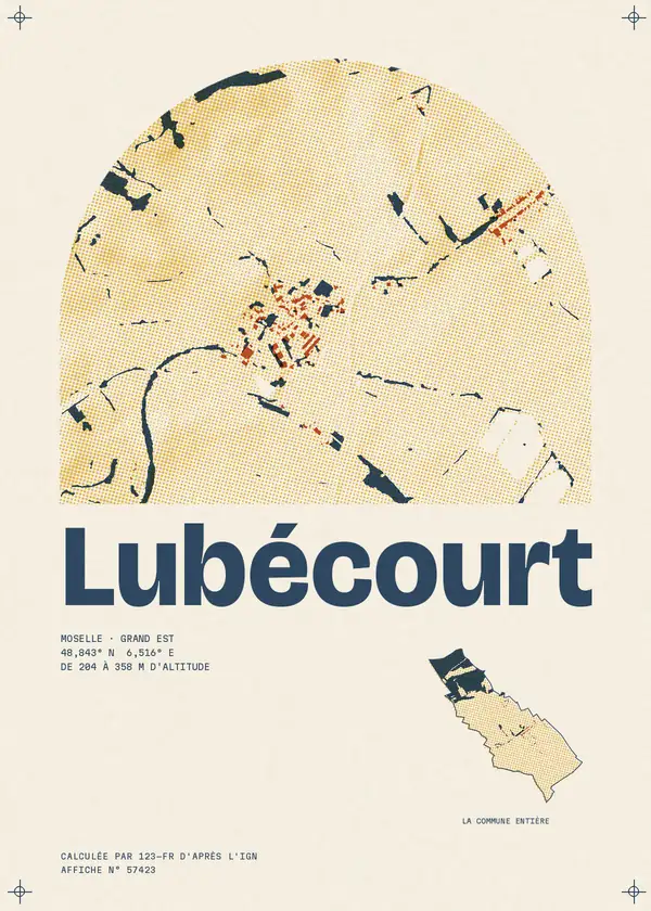Affiche de Lubécourt, calculée par 123-fr d'après l'IGN