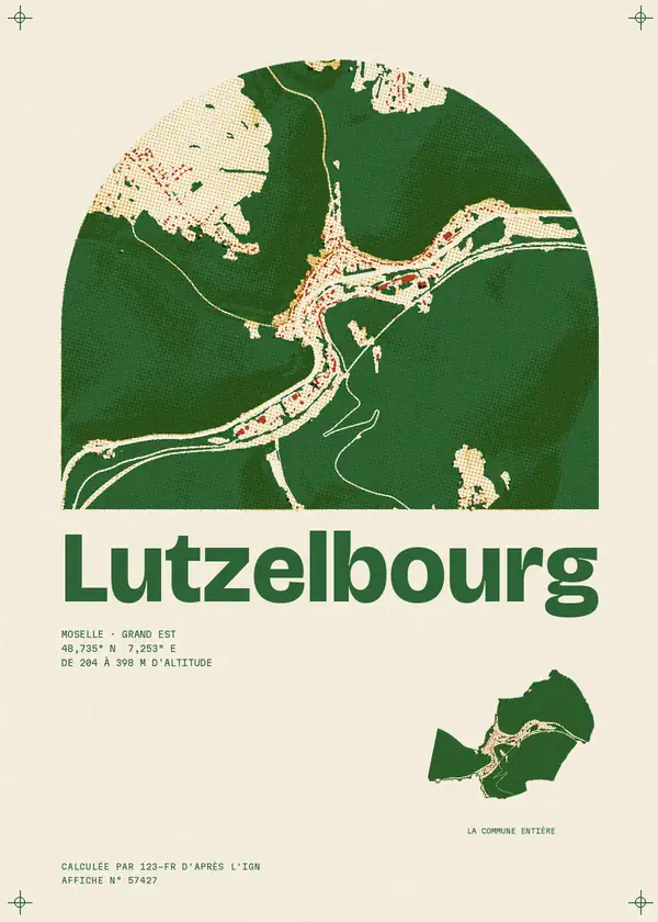 Affiche de Lutzelbourg, calculée par 123-fr d'après l'IGN