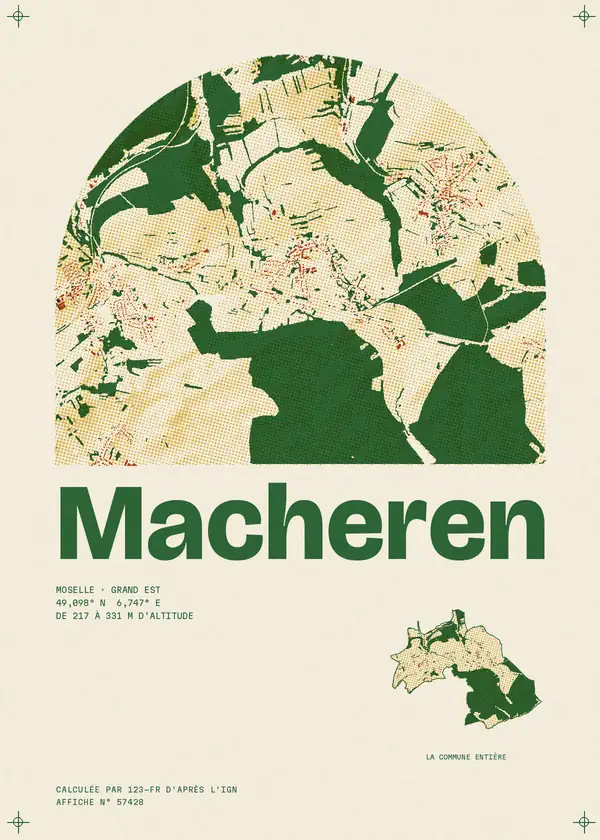 Affiche de Macheren, calculée par 123-fr d'après l'IGN