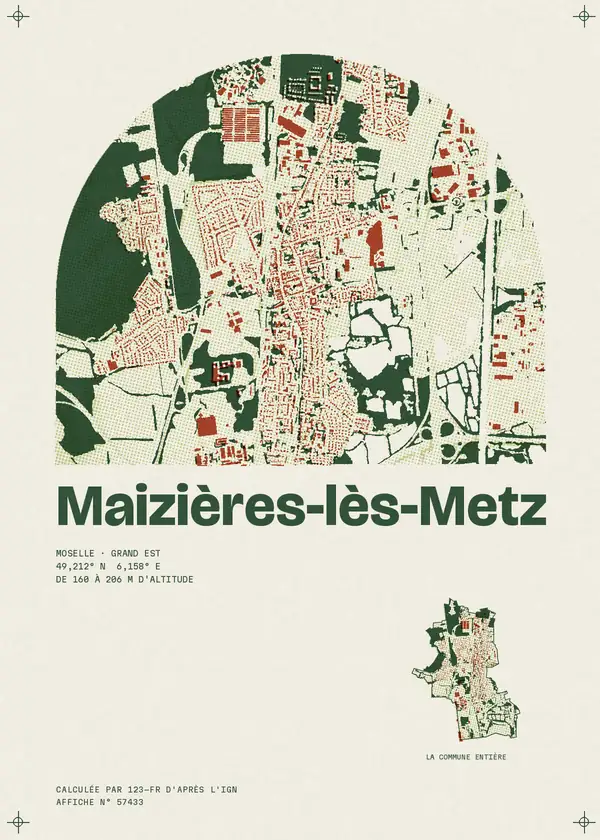 Affiche de Maizières-lès-Metz, calculée par 123-fr d'après l'IGN
