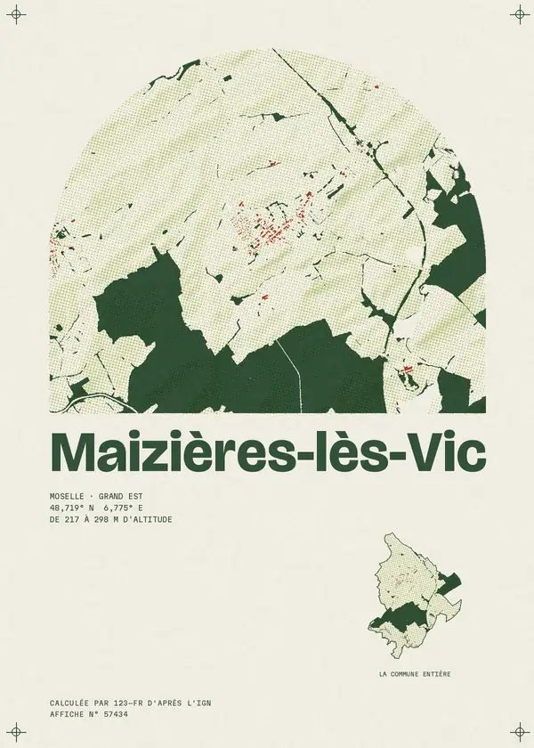 Affiche de Maizières-lès-Vic, calculée par 123-fr d'après l'IGN