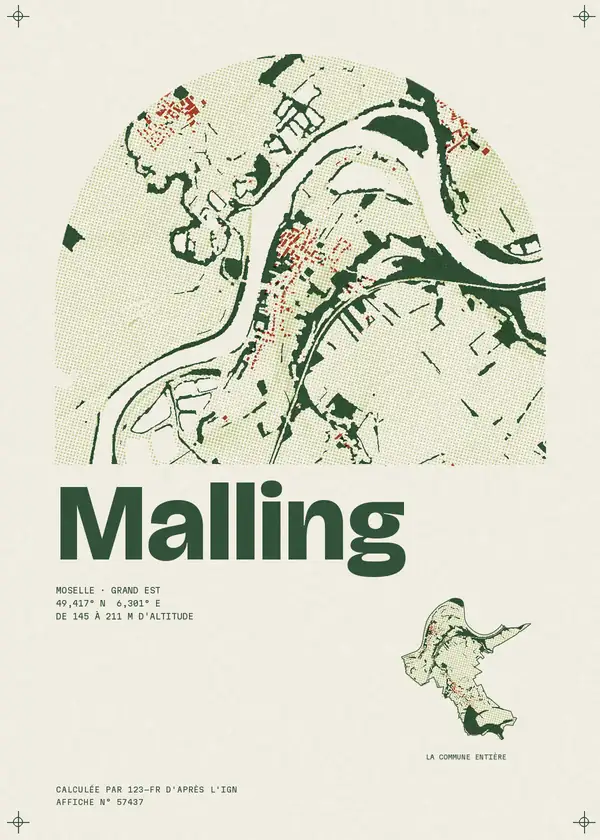 Affiche de Malling, calculée par 123-fr d'après l'IGN