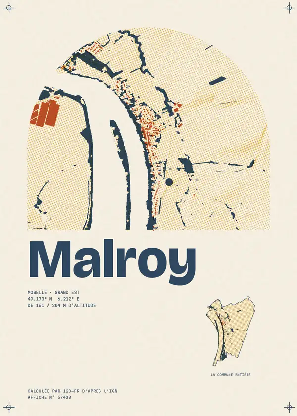 Affiche de Malroy, calculée par 123-fr d'après l'IGN