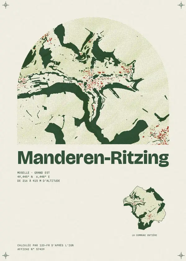 Affiche de Manderen-Ritzing, calculée par 123-fr d'après l'IGN