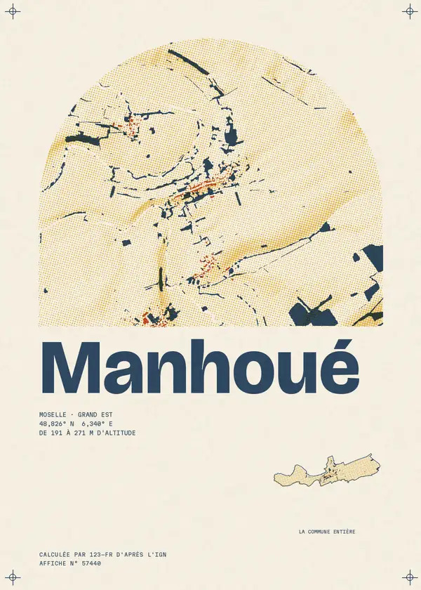 Affiche de Manhoué, calculée par 123-fr d'après l'IGN