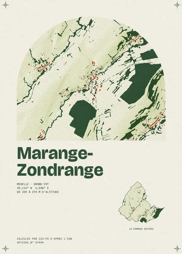 Affiche de Marange-Zondrange, calculée par 123-fr d'après l'IGN