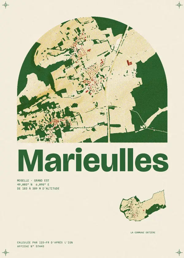 Affiche de Marieulles, calculée par 123-fr d'après l'IGN