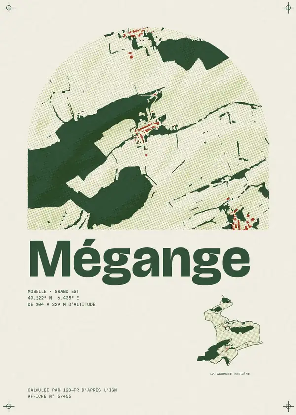 Affiche de Mégange, calculée par 123-fr d'après l'IGN