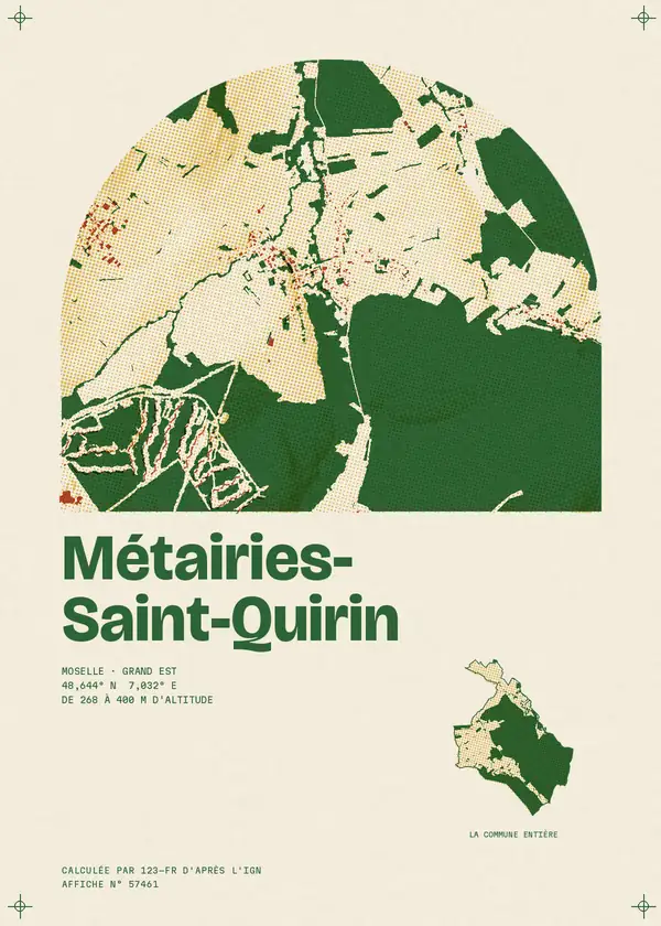 Affiche de Métairies-Saint-Quirin, calculée par 123-fr d'après l'IGN