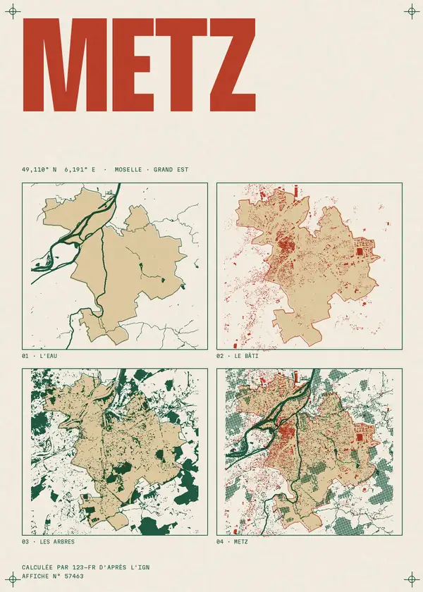 Affiche de Metz, calculée par 123-fr d'après l'IGN