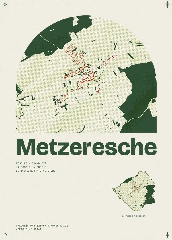 Affiche de Metzeresche, calculée par 123-fr d'après l'IGN