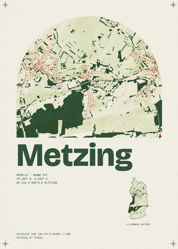 Affiche de Metzing, calculée par 123-fr d'après l'IGN