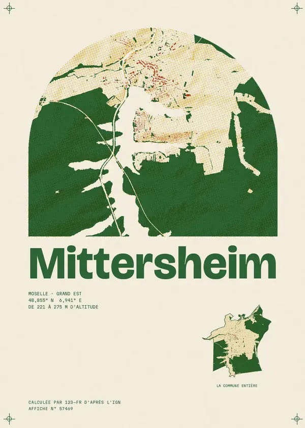 Affiche de Mittersheim, calculée par 123-fr d'après l'IGN