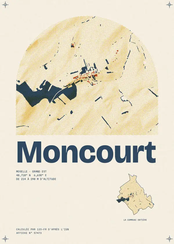 Affiche de Moncourt, calculée par 123-fr d'après l'IGN