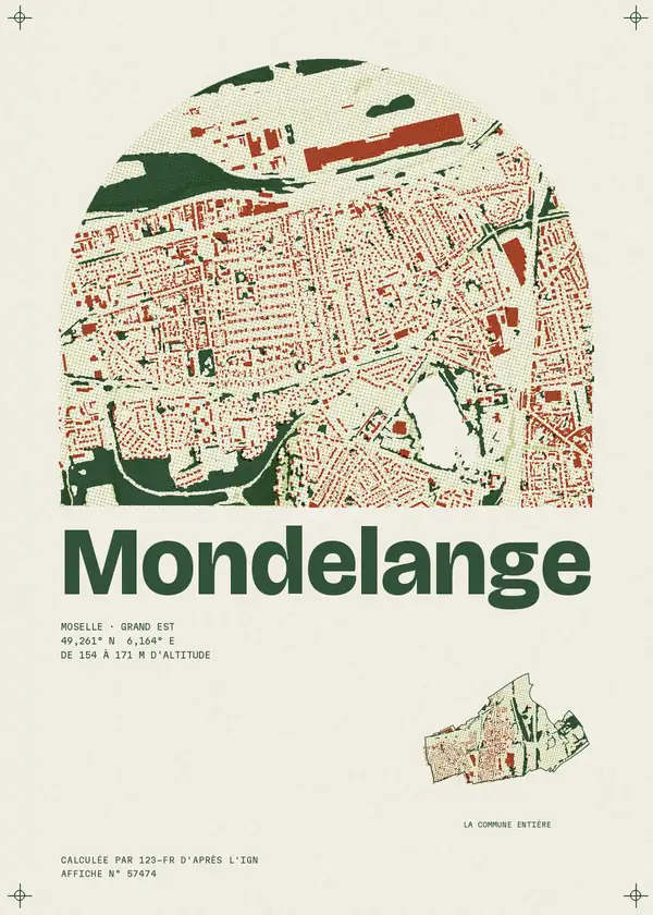 Affiche de Mondelange, calculée par 123-fr d'après l'IGN