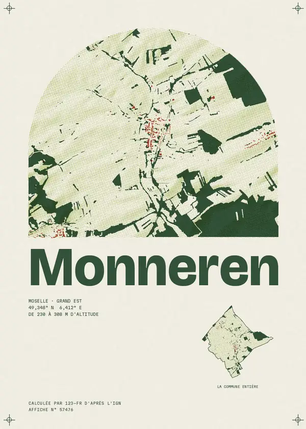 Affiche de Monneren, calculée par 123-fr d'après l'IGN