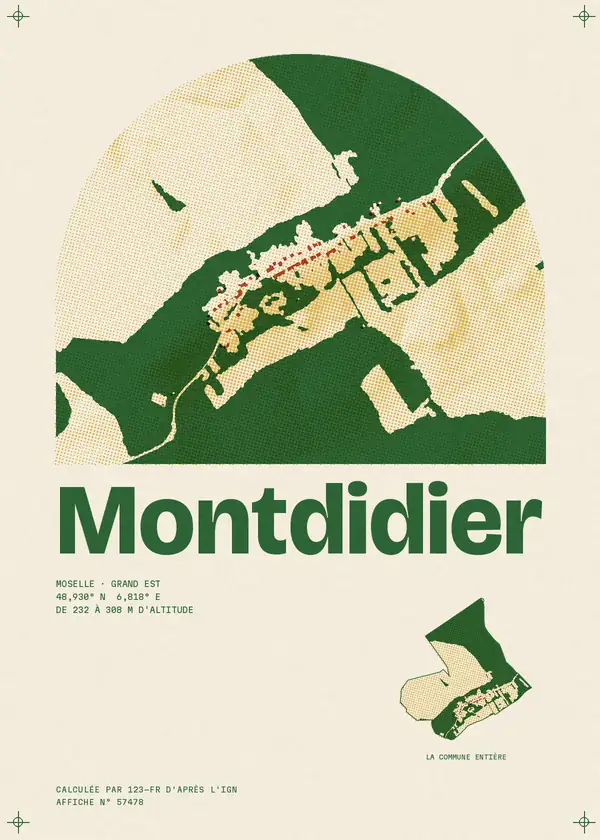 Affiche de Montdidier, calculée par 123-fr d'après l'IGN