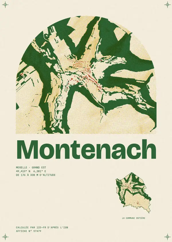 Affiche de Montenach, calculée par 123-fr d'après l'IGN