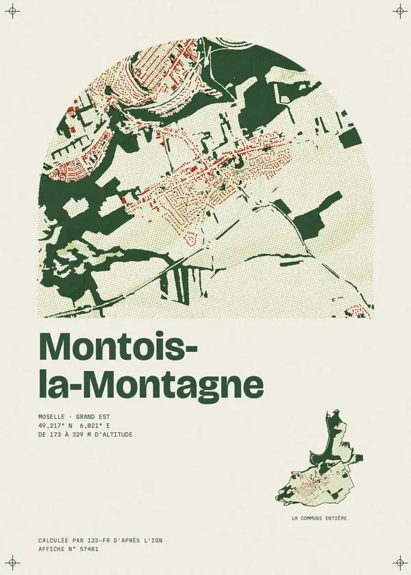 Affiche de Montois-la-Montagne, calculée par 123-fr d'après l'IGN