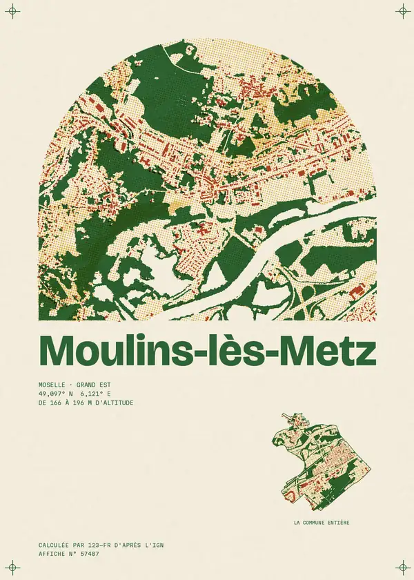 Affiche de Moulins-lès-Metz, calculée par 123-fr d'après l'IGN