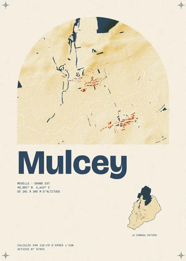 Affiche de Mulcey, calculée par 123-fr d'après l'IGN