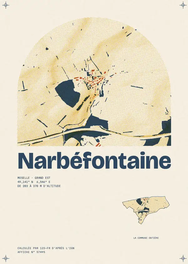 Affiche de Narbéfontaine, calculée par 123-fr d'après l'IGN