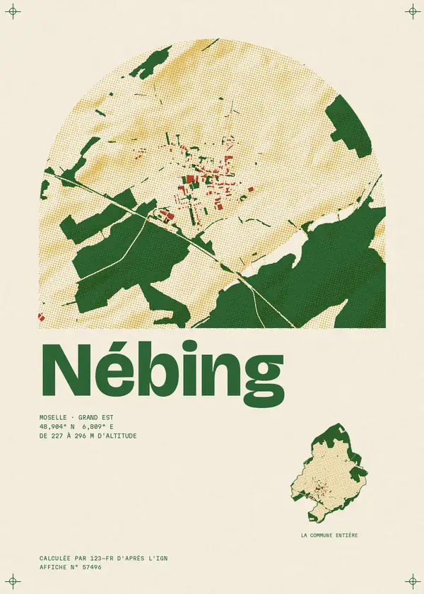Affiche de Nébing, calculée par 123-fr d'après l'IGN