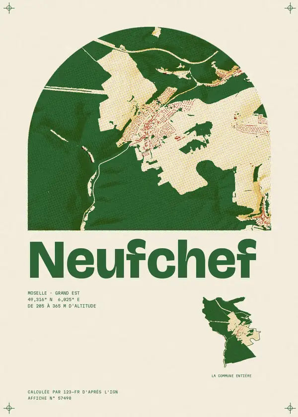 Affiche de Neufchef, calculée par 123-fr d'après l'IGN