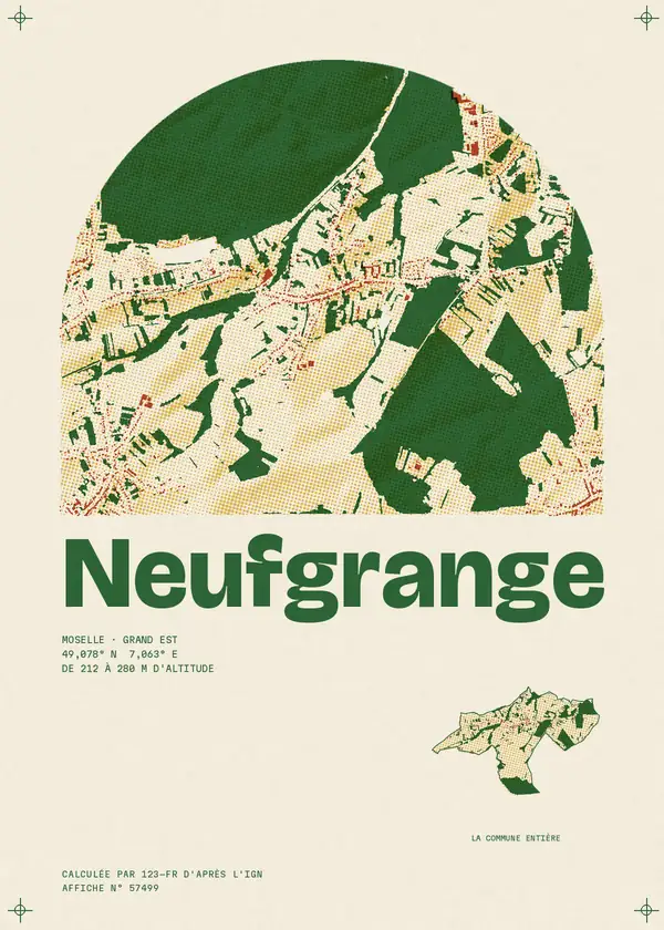 Affiche de Neufgrange, calculée par 123-fr d'après l'IGN
