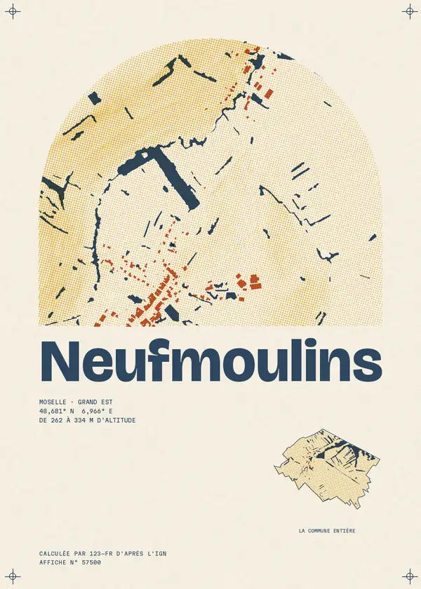 Affiche de Neufmoulins, calculée par 123-fr d'après l'IGN